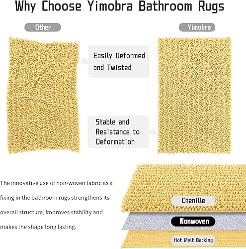 Miniatura 6 de Yimobra Tapete de baño original de felpilla de lujo, 36.2 x 24 pulgadas, suave, lanudo y cómodo, tamaño grande, súper absorbente y grueso,