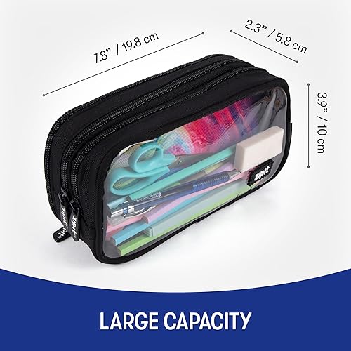 Miniatura 7 de ZIPIT Estuche medio y medio para lápices  Estuche para lápices de gran capacidad  Estuche para lápices para la escuela, la universidad y la oficina