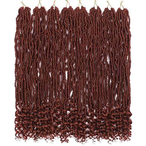 8 paquetes de rastas sintéticas con extremos rizados, 18 pulgadas, pelo de ganchillo rojo jengibre, rastas sintéticas preenlazadas, cabello de