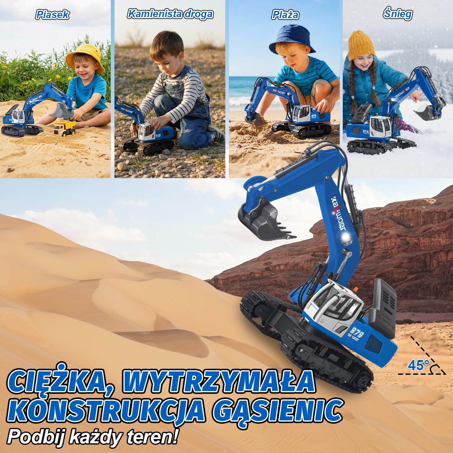 Ferngesteuerter Bagger Spielzeug ab 3 4 6 8 Jahre, 1/18 RC Bagger