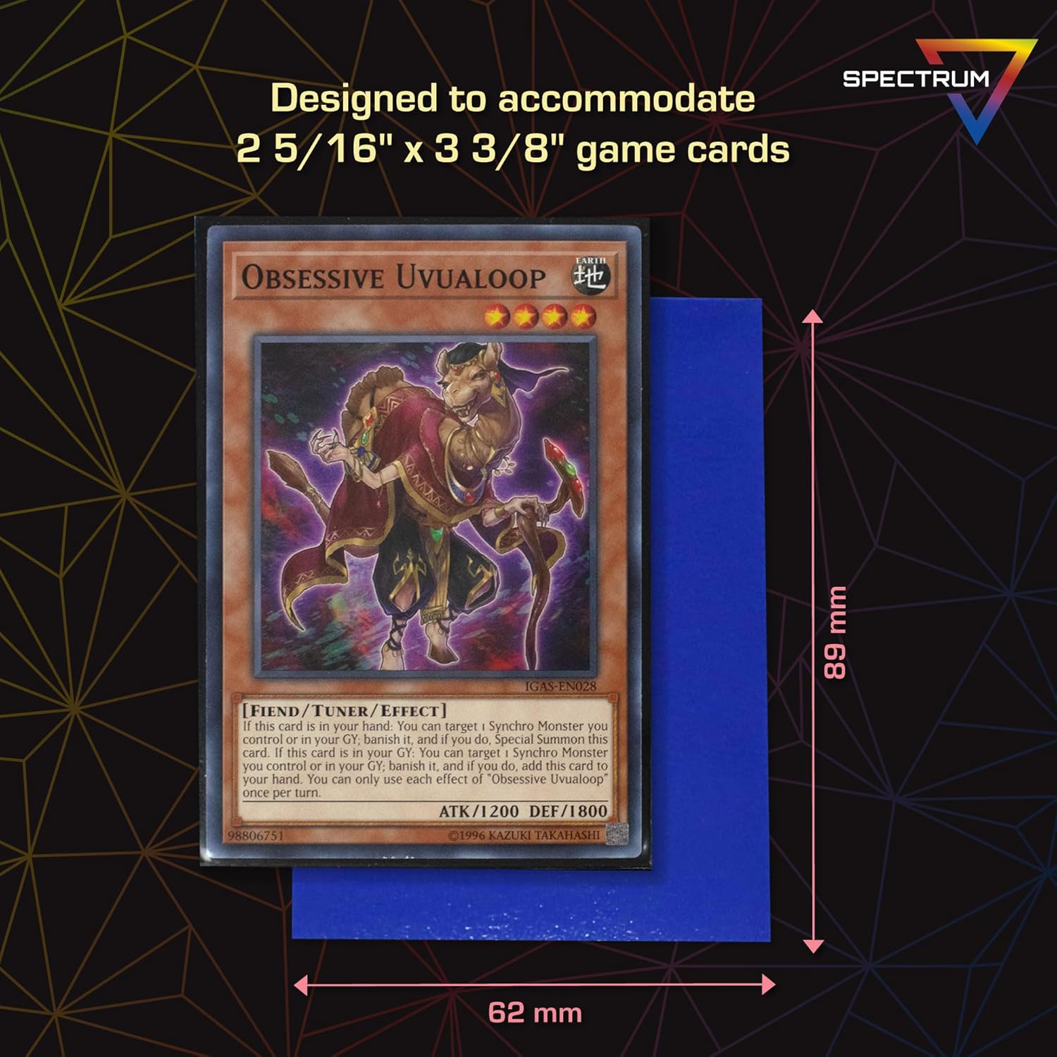 BCW Spectrum Elite Yugioh Sleeves - 60 Pack - Blue Yugioh Card Sleeve | (Not for MTG or Pokemon) Small Trading Card Sleeves