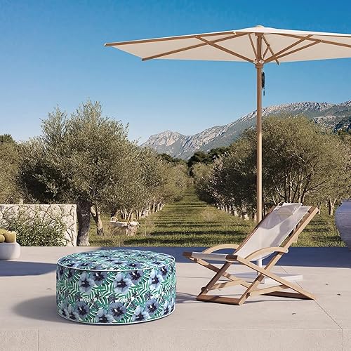 Miniatura 2 de Otomana inflable para uso en exteriores e interiores, taburete portátil con asa, reposapiés repelente al agua, adecuado para patio, campamento,