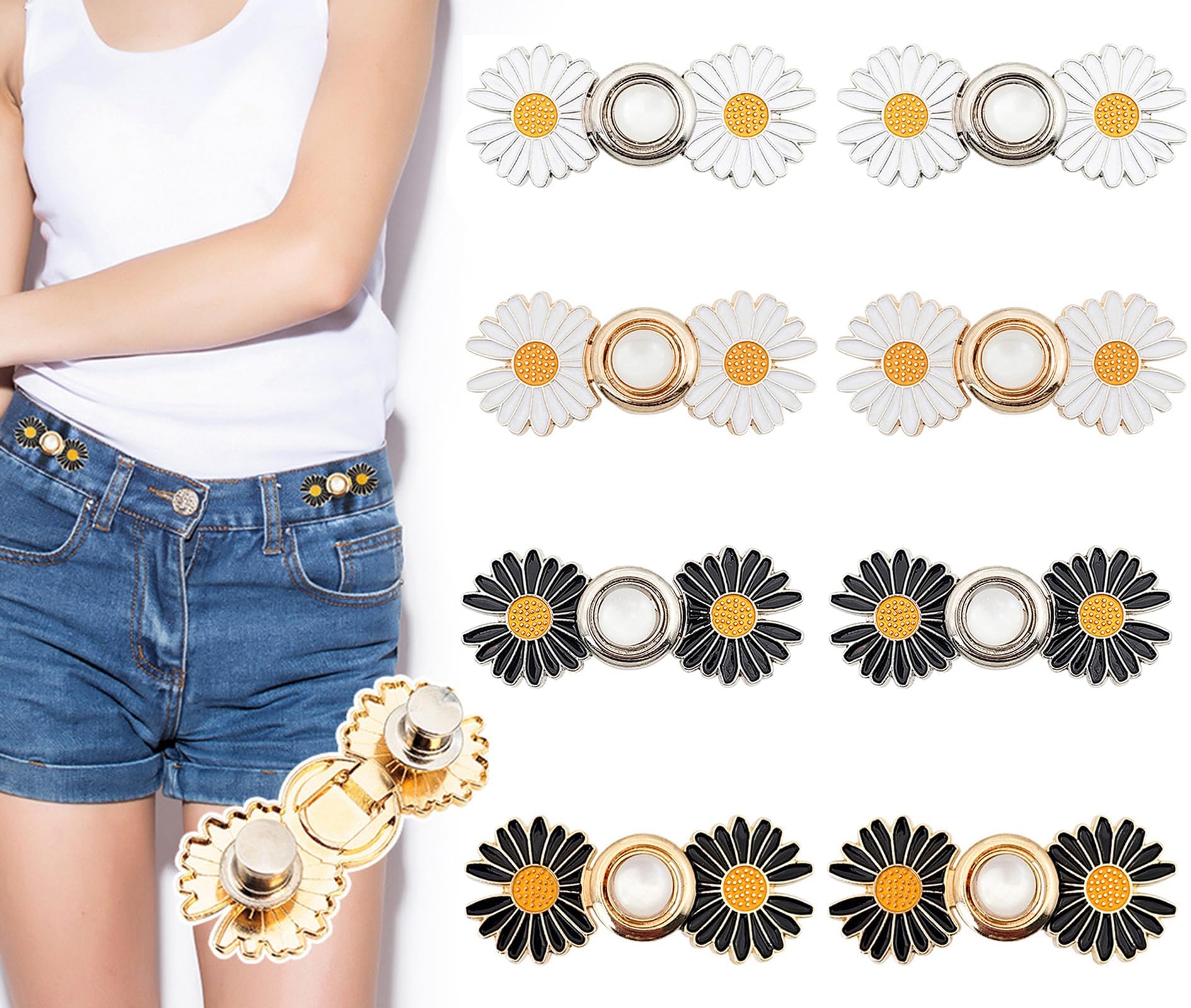 achard Pant Waist Tightener, 20 Sets Detachable Jean Buttons for Loose Jeans Adjustable Jean Button Waist Buckle Set No Sewing Required Perfect Fit Instant Jean Button Adjuster for Pants