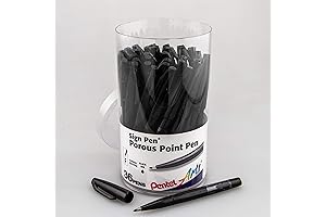 Pentel Arts Sign Pen, 36-pack Black Ink Fiber-tipped