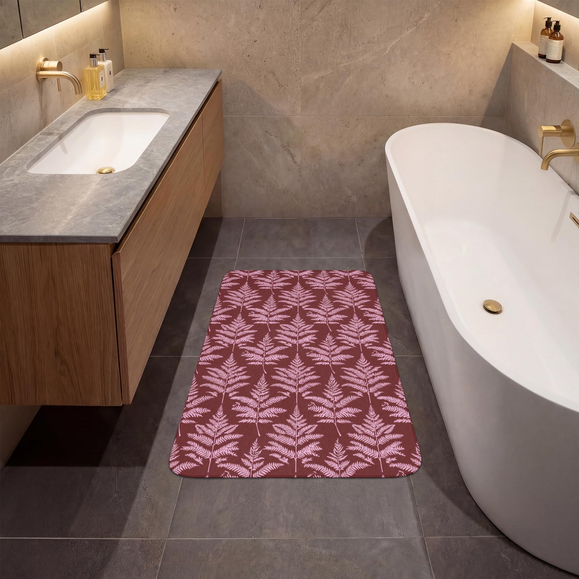 Alfombra Baño Rectangular 60x90 cm Decoracion Bathroom Mat Non Slip Shower Lavable Antideslizante Alfombrilla Tapete Banheiro Hoja - Patrón - Morado