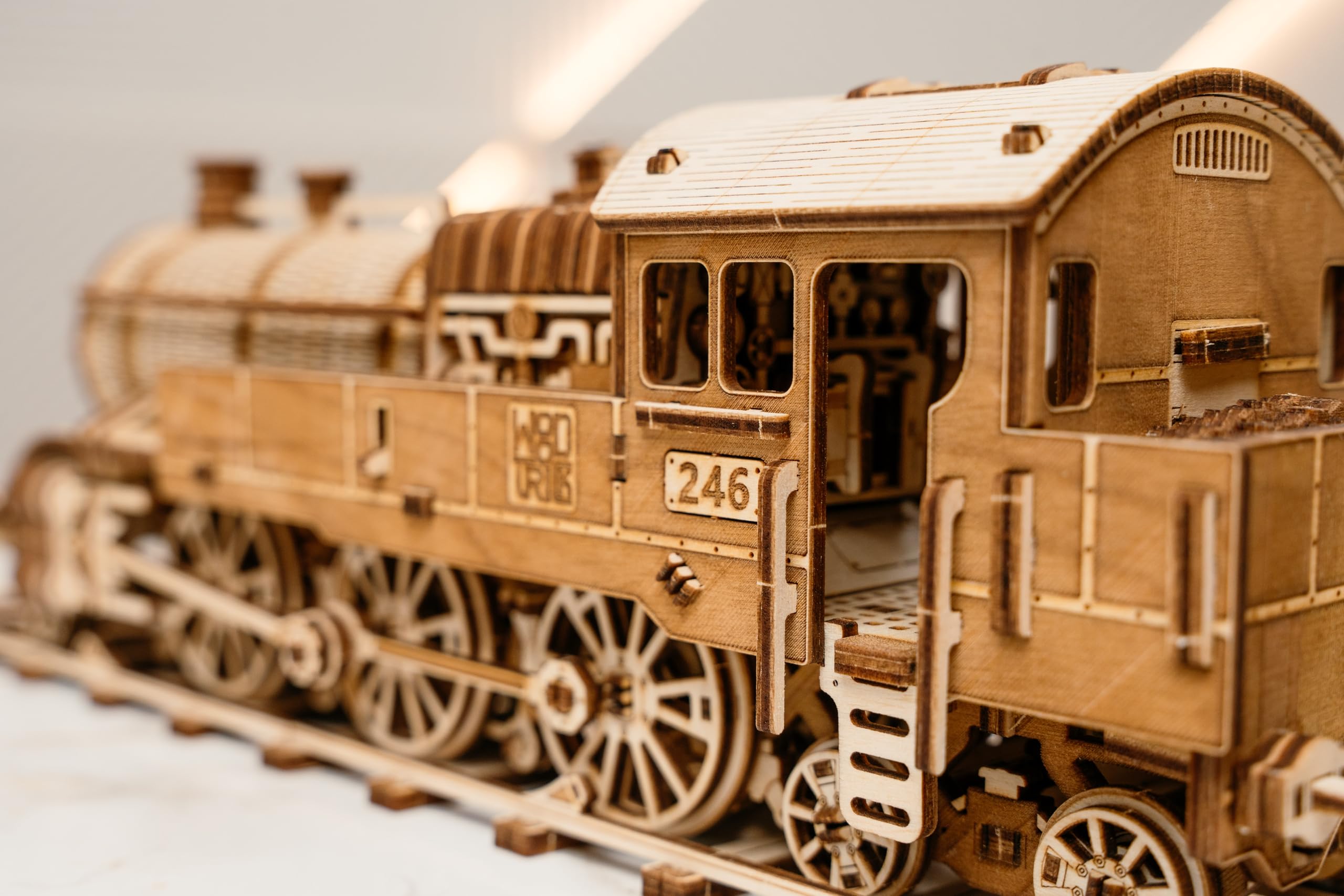 Wood Trick Grand Traveler 246 Wooden Train Set w/Railway, Rides up to 6m, Locomotive Model Kit - Image 3