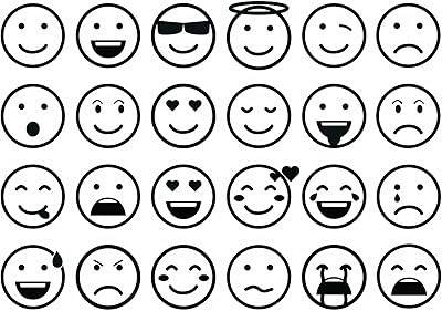 Emoticons Black Fused Glass Decals