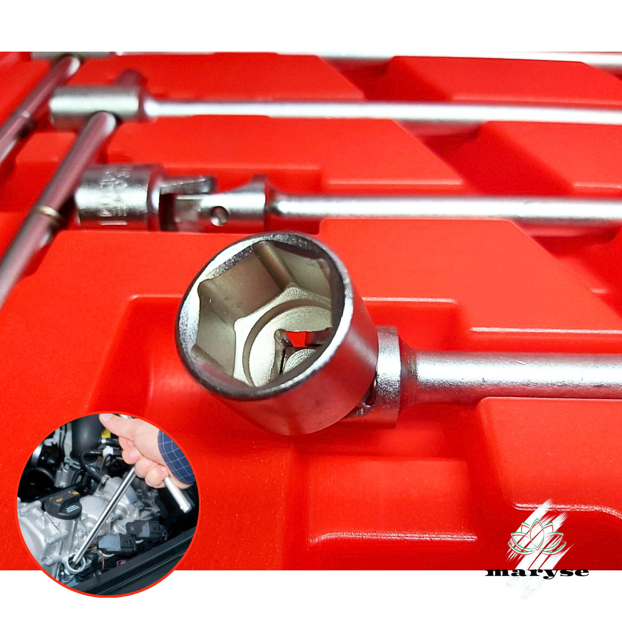 maryse chiavi a t doppio snodo kit di 7 chiave lunga 8 10 12 13 14 17 19 mm croma vanadio testa snodabile con pratica valigetta ideali per meccanica, auto, moto, bricolage