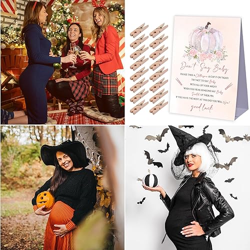 Miniatura 10 de Juego de baby shower con texto en inglés "Don't Say Baby Show", decoraciones rústicas para baby shower, decoraciones neutrales para baby shower,