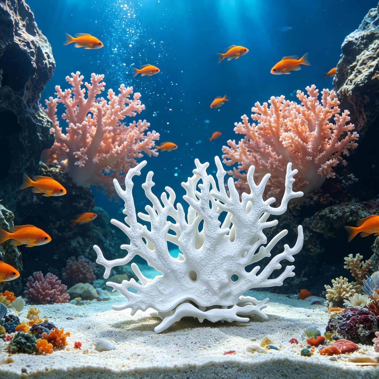 1 decorazione per acquario, corallo finto di gamberetti, acquario e pianta d'acquario, adatto per acquari di piccole e medie dimensioni (bianco)
