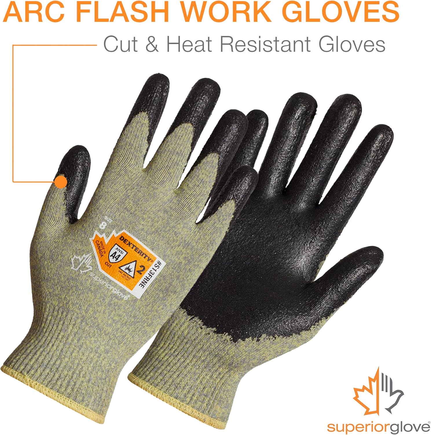 Superior Glove Dexterity Flame Resistant Arc Flash Electrcian Gloves with Neoprene Palm - S13FRNE