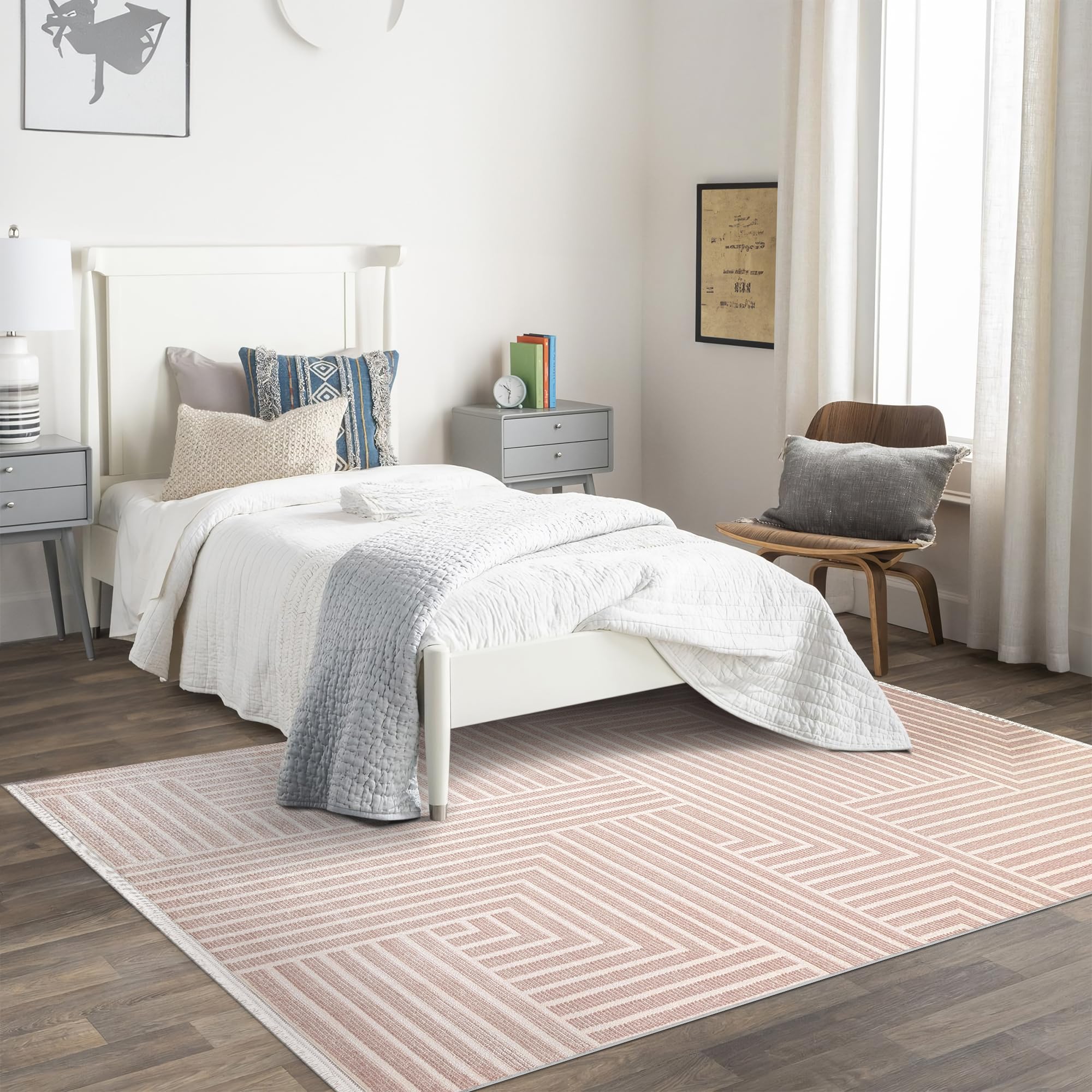 NETLINE HOME Area Rug for Living Room – Soft Plush Area Rug, Modern Carpet for Bedroom & Home | Non-Shedding, Shed-Resistant Large Area Rugs for Living Room, Hallway & Office (BLUSH BEIGE, 120X180)