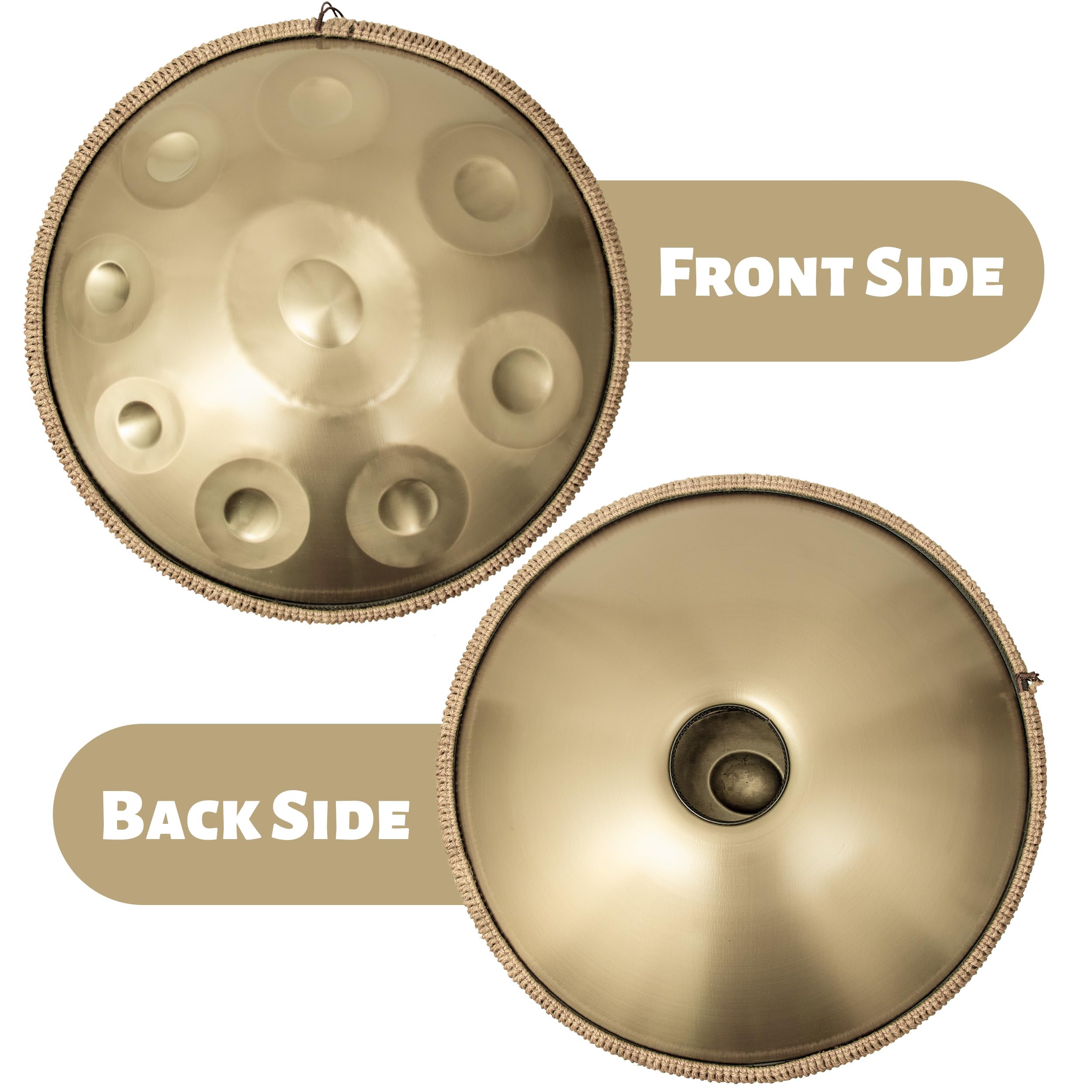 Gold Harmonic Handpan Drum in D-Moll 9 Töne 22 Zoll Hand Pan mit Tasche, Percussion zur Klangheilung, persönliche Meditation, Yoga