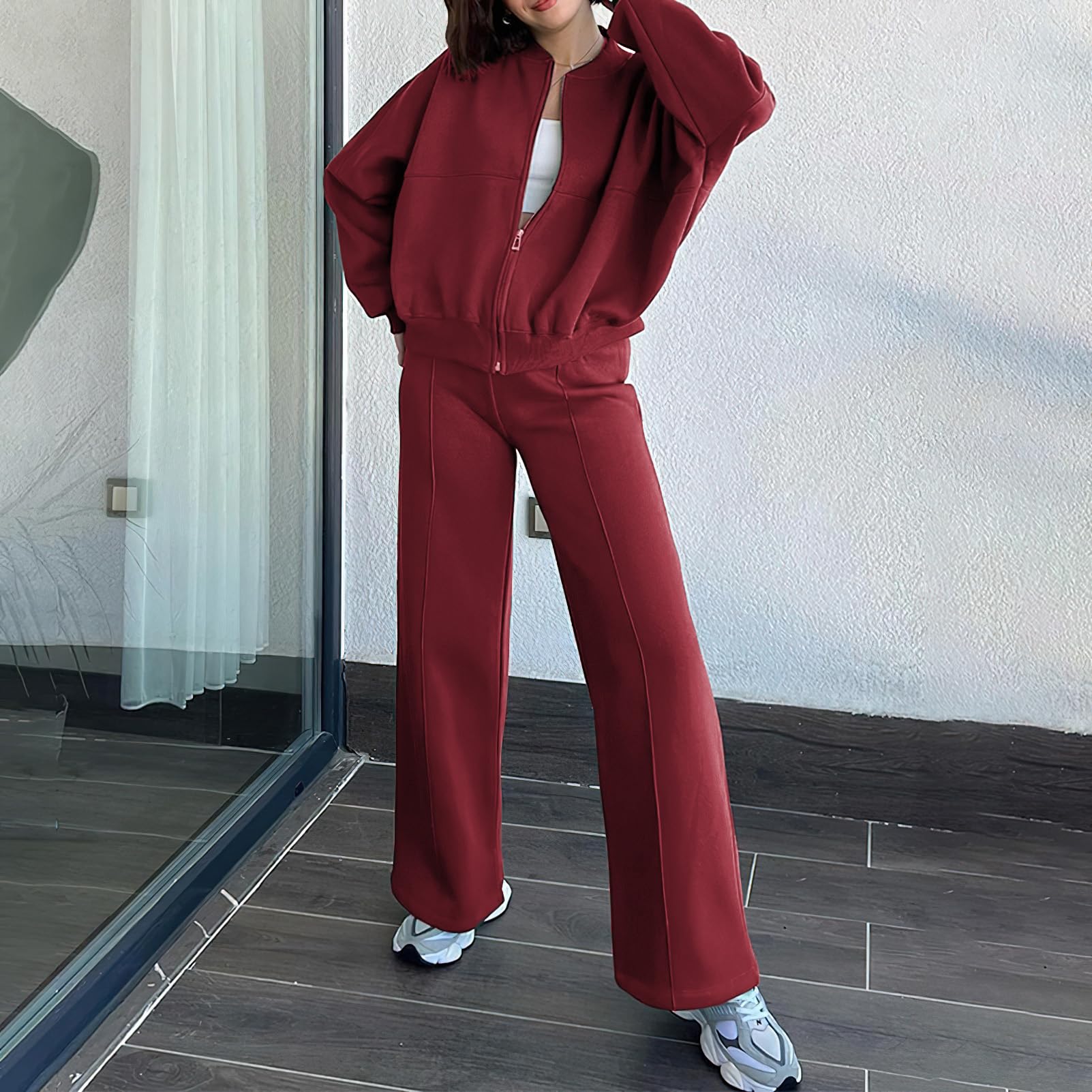 amropi Chándal de Mujer Chaqueta Sudadera con Cremallera y Pantalón Deporte Conjunto — view 7