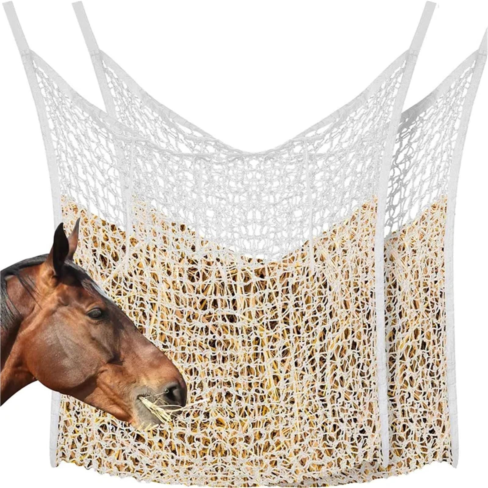 Langsam fressendes Heunetz for Pferde und Ziegen – 88,9 x 78,7 cm, robuste Stall-Futtertasche