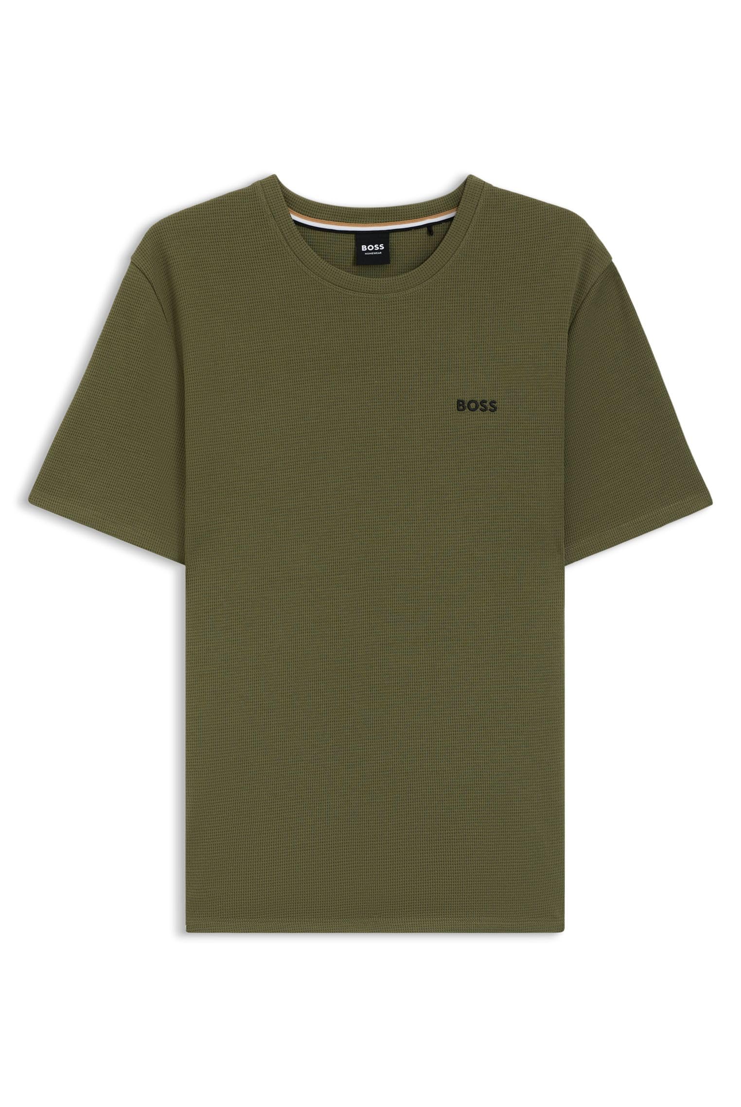 BOSS Regular Fit Waffle Loungewear T-Shirt, Green, Size M, Men