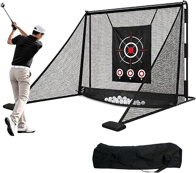 10x7 Golf Practice Net with Side Barriers & Auto Ball Return
