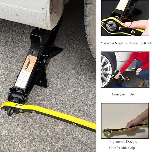 Miniatura 5 de Llave de trinquete para gato de 13 pulgadas que ahorra trabajo para gato de tijera de automóvil, mango de acción rápida de elevación de gato