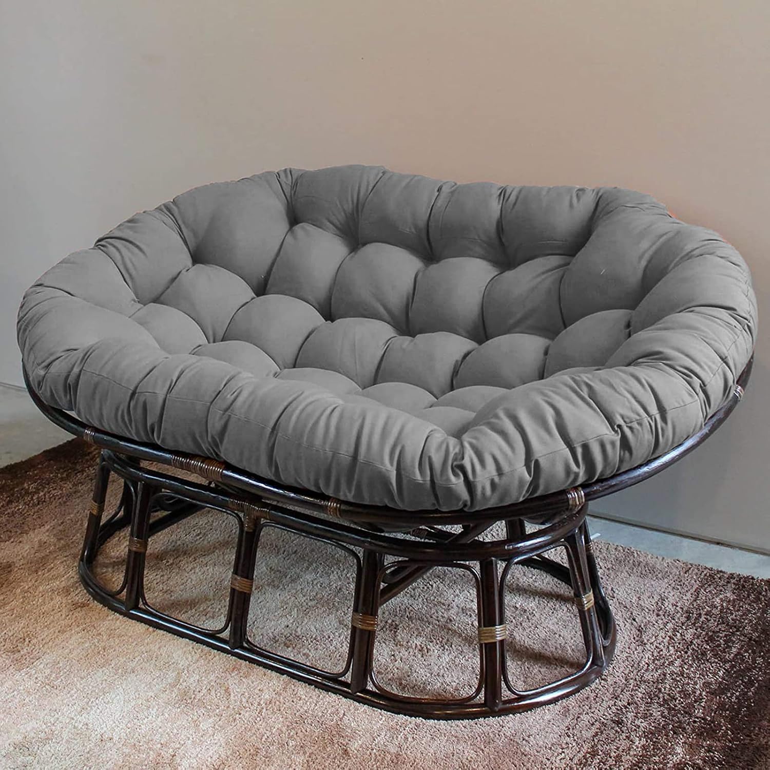 Double Papasan Cushion Outdoor, Papasan Chair Cushion, Hanging Basket Chair Cushions Waterproof Garden Chair Cushions Patio Chair Cushions,Dark Gray,67476in