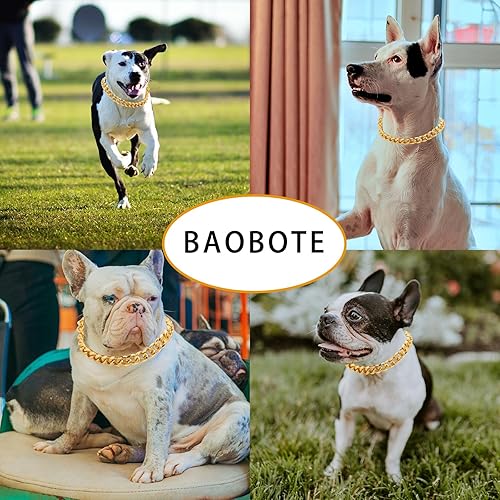 Miniatura 10 de Collar de cadena de oro chapado en oro de 18 quilates de 0.748 in de grosor para perros (oro de 12 pulgadas)