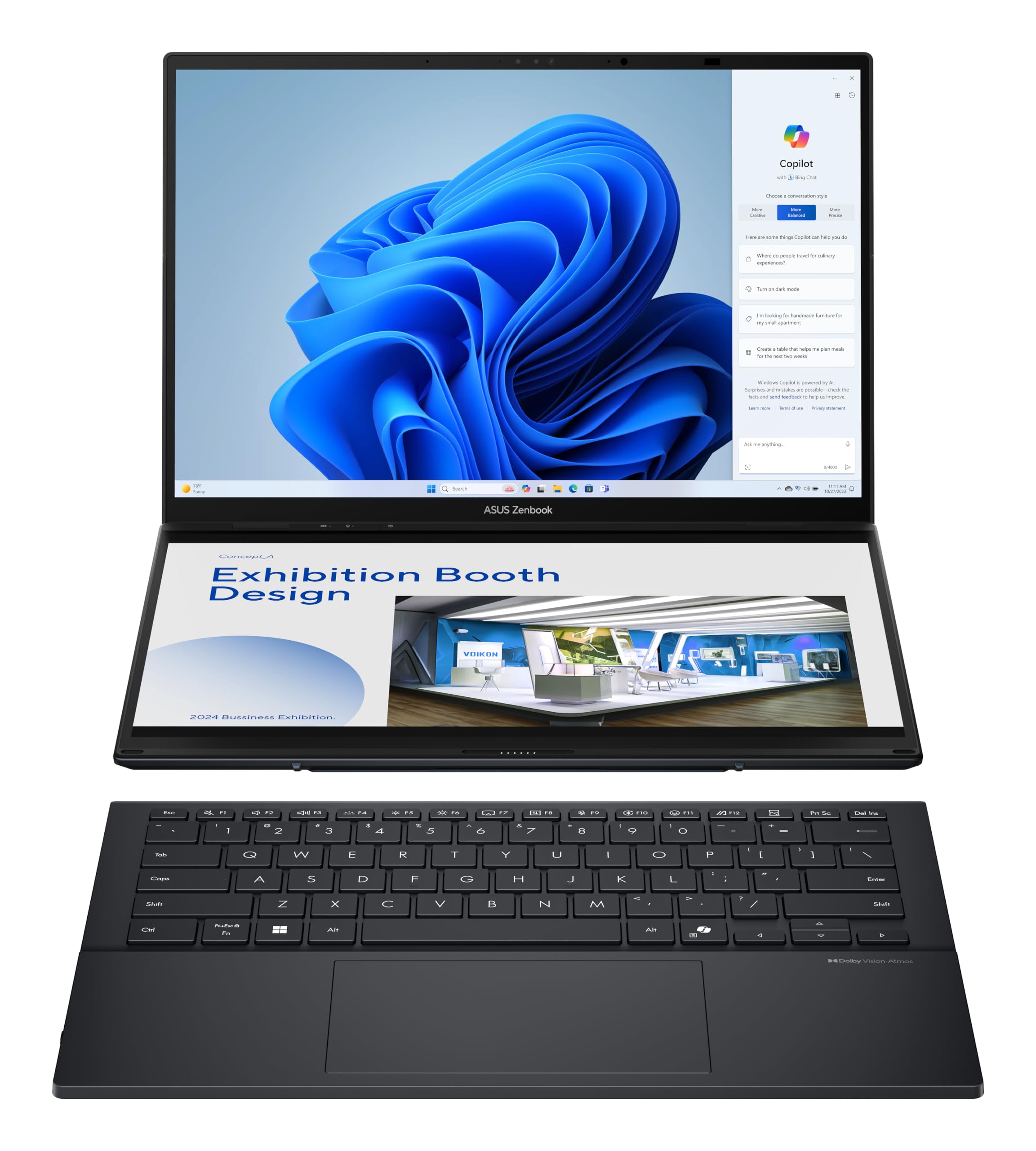ASUS Zenbook Duo OLED UX8406CA-QL335W - Ordenador Portátil 14" WUXGA (Intel Core Ultra 7 255H, 32GB RAM, 1TB SSD, ARC 140T, Windows 11 Home) Gris Tintero - Teclado QWERTY español