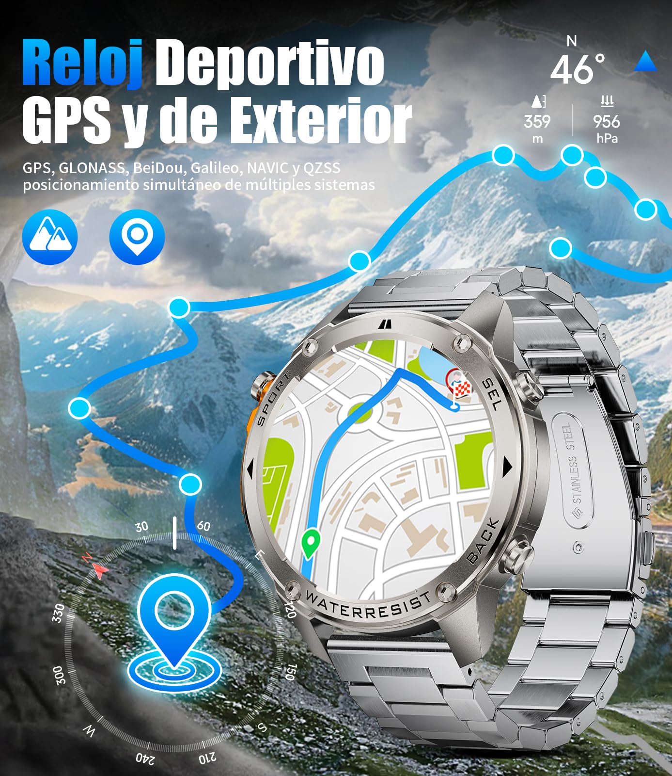 LIGE GPS Smartwatch Uomo Militare, 1.43" AMOLED Orologio Smartwatch Uomo con Chiamata e Risposta, 500mAh, SpO2 /Sonno/Cardiofrequenzimetro, 170+ Modalità Sportive Activity Tracker per Android iOS