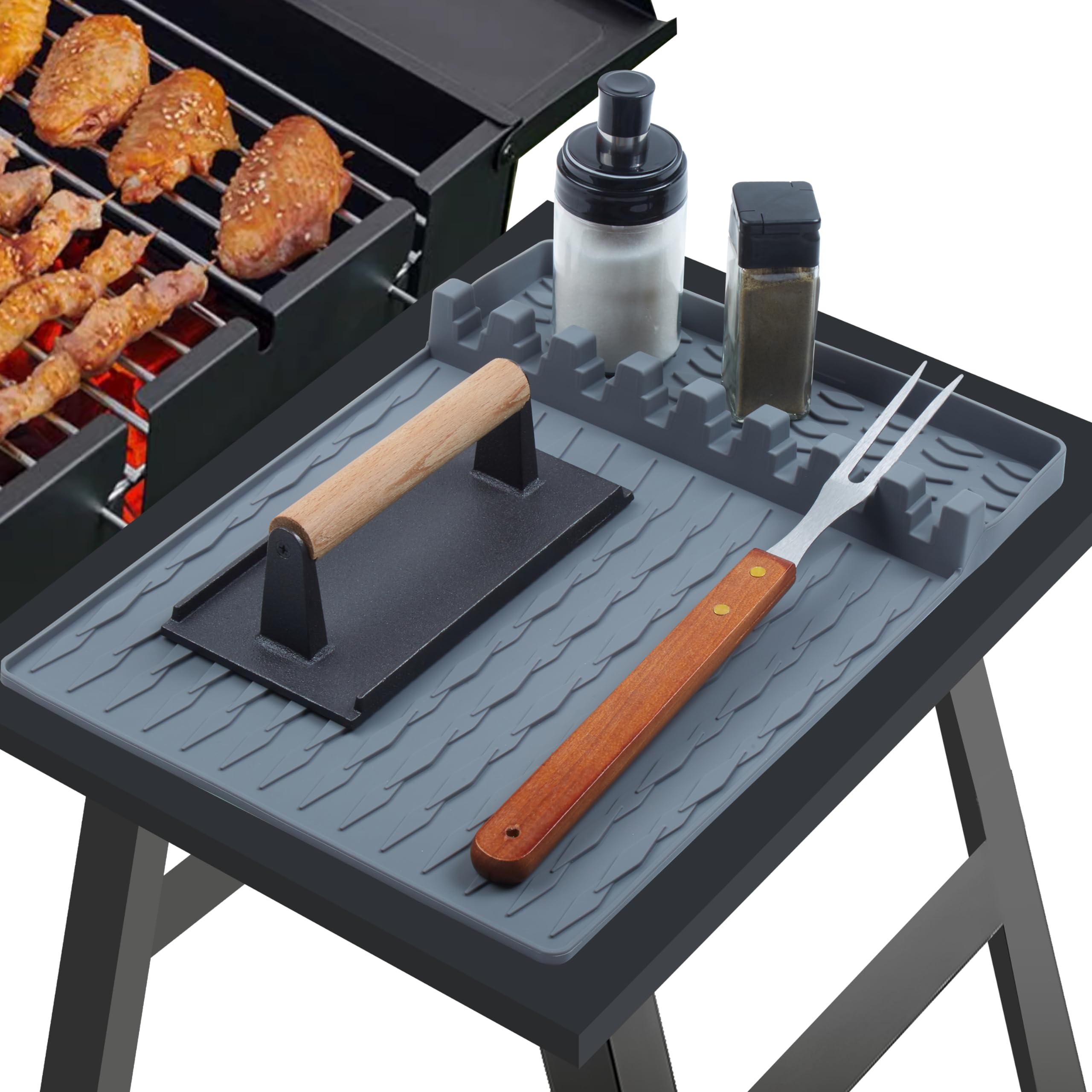 Silikon-Grillmatte Für Blackstone – Seitenablage Für Grillwerkzeuge, Hitzebeständig & Spülmaschinenfest