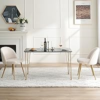 Vista 4 de ivinta Mesa de comedor para 4-6, moderna mesa de comedor de mármol con patas doradas, mesa de comedor rectangular de 47 pulgadas para espacios Negro