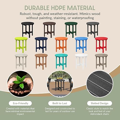 Vista 99 de WestinTrends Dylan Adirondack - Mesa auxiliar redonda para exteriores, color negro