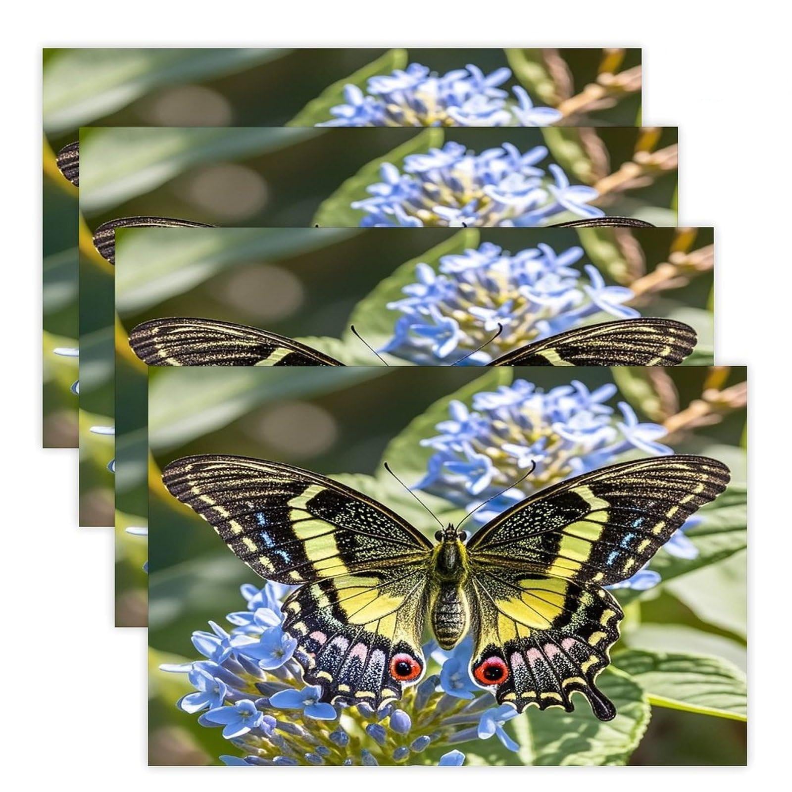 Nice Butterfly Placemats Flax Place Mats for Dining Table Rectangle Non-Slip Table Mats Heat Resistant Washable Placemat for Kitchen Home Decor Party Outdoor 12" X 18"