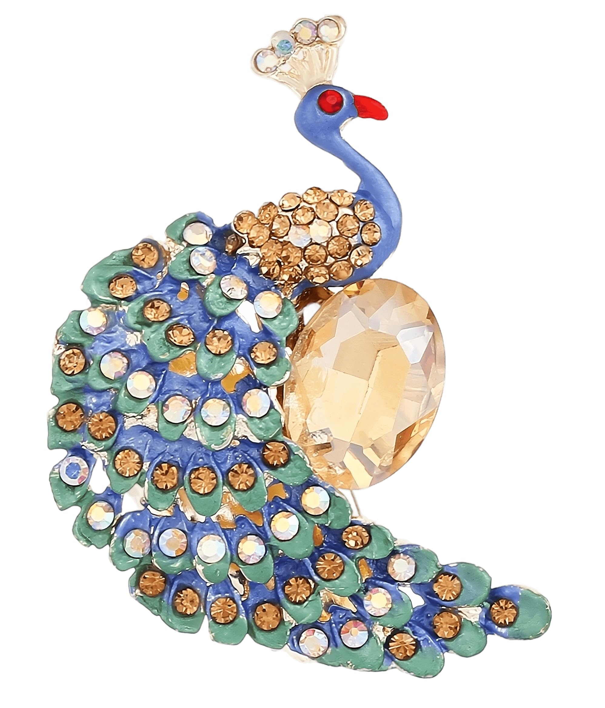 vama Fashions Multicolour Crystal Stone Saree Brooch Pins Coat Dress Gown Shawl Wedding Bridal Peacock Brooch for Women Girls-picture-21