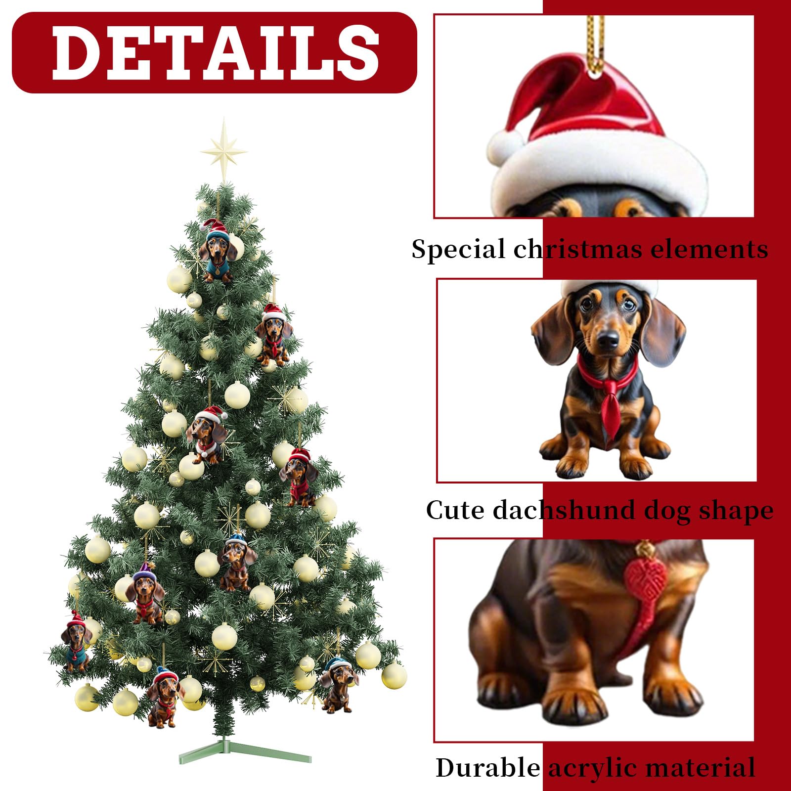 Décorations De Sapin De Noël En Acrylique - Figurines Animaux Suspendables 10 Cm - Pour Intérieur, Extérieur, Fenêtre - Fêtes, Famille, Cadeau - 9
