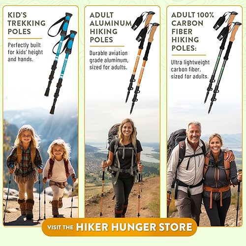 Miniatura 8 de Kids Hiking Poles by USA Brand - Lightweight Collapsible Kids Walking Stick wQuick Adjustable Flip Locks