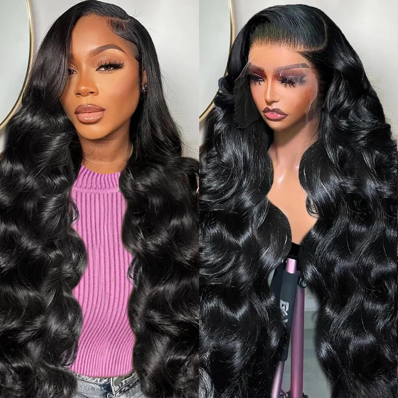 THGF 13x6 Body Wave Lace Front Wigs Human Hair Pre Plucked 200 Density HD Transparent Lace Frontal Wigs Human Hair for Women 26 Inch Glueless Wigs