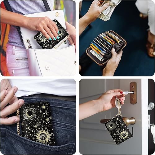 Miniatura 3 de Tarjetero Cartera RFID para Tarjetas de Crédito, Cartera Pequeña para Tarjetas para Mujeres con Llavero con Cremallera, Carteras para Tarjetas de