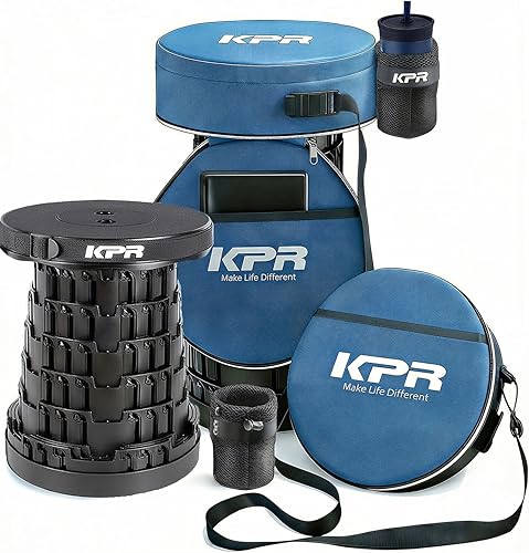 Taburete plegable mejorado 2025 y bolsa de transporte acolchada 3 en 1, silla de campamento telescópica portátil, taburete plegable de altura