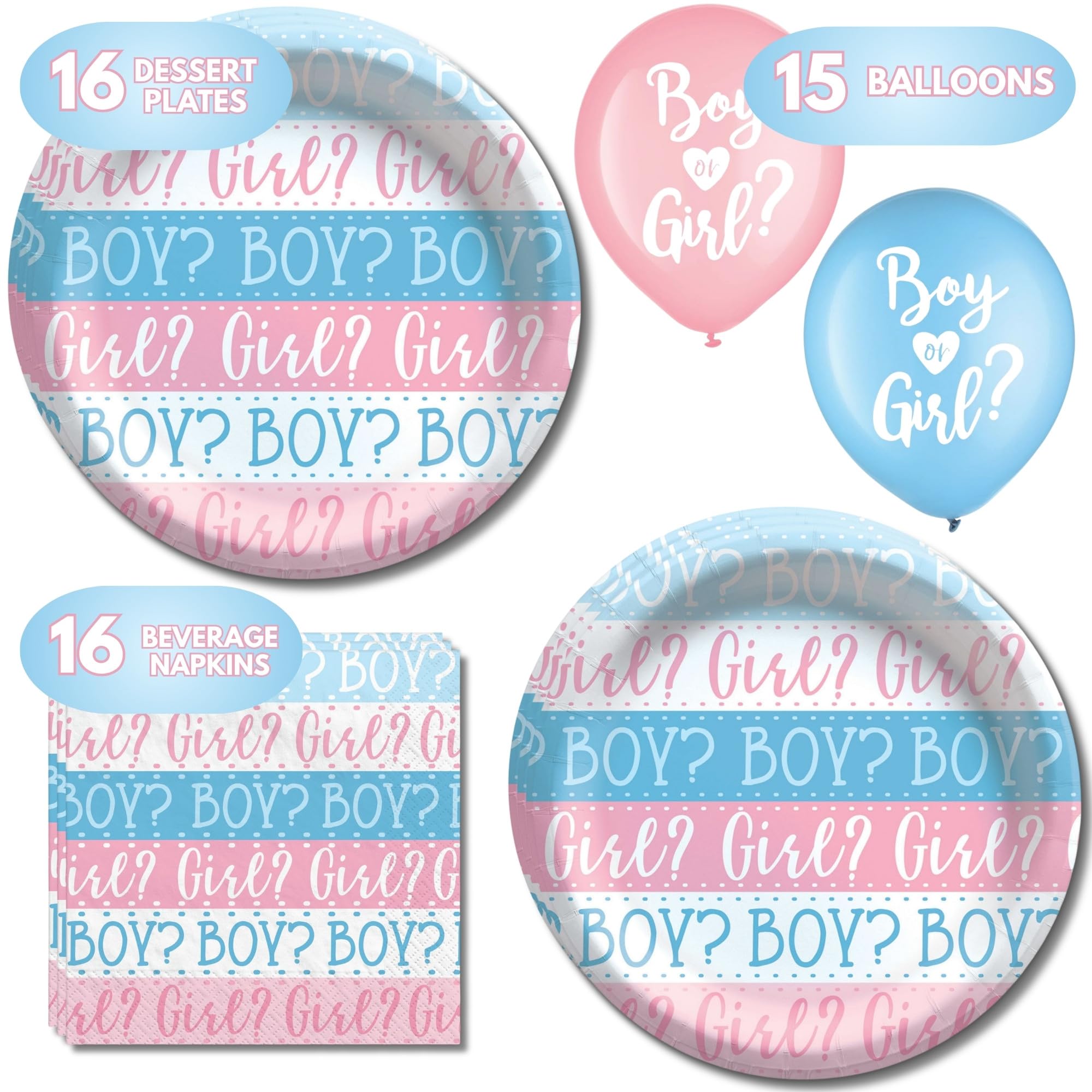 Baby Shower Género Reveal Party Platos de papel de acuarela rosa y azul y servilletas de almuerzo (sirve 16)