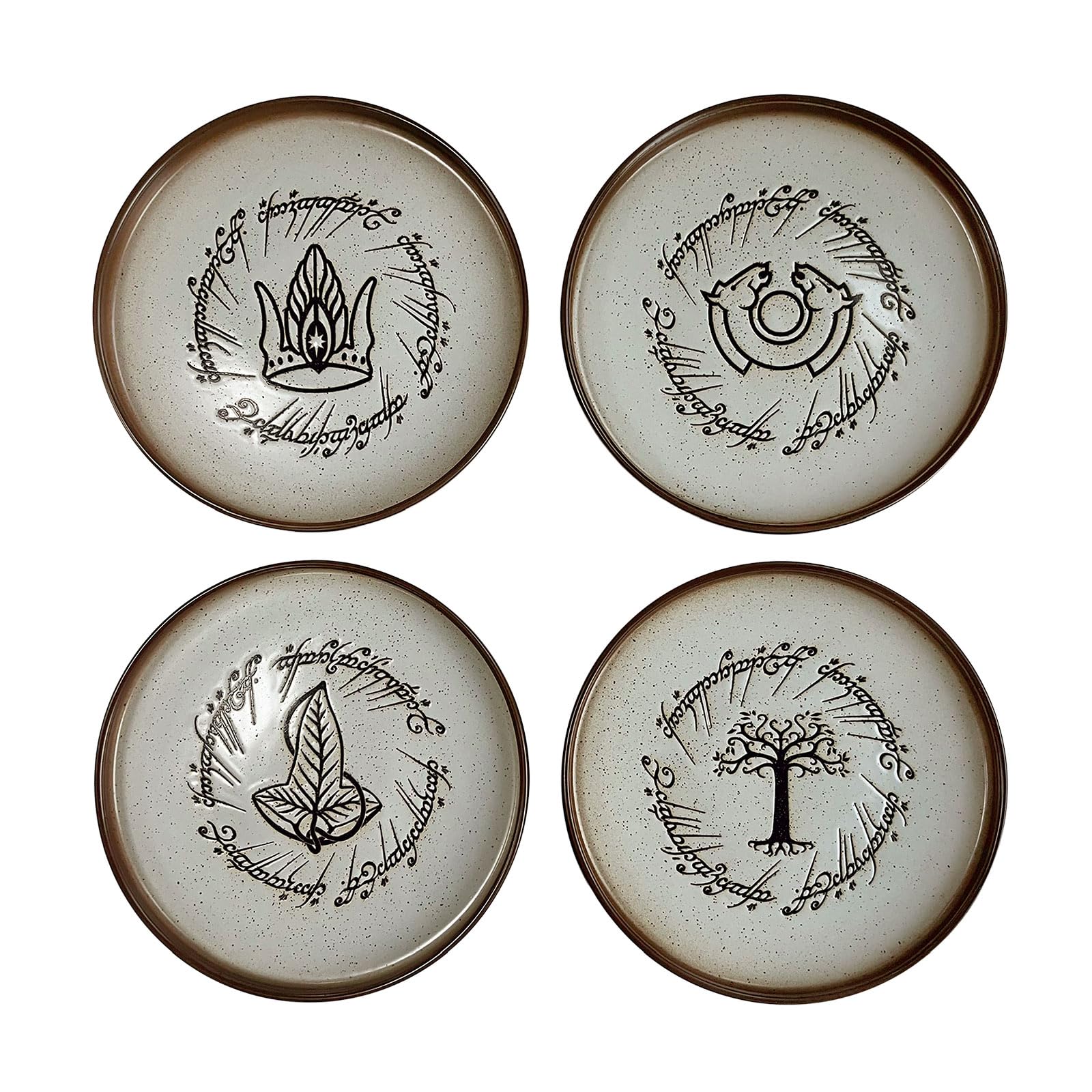 Elbenwald Set di 4 piatti con motivo "Il Signore degli Anelli", 26 x 3 x 26 cm, in ceramica, esclusivo (Il Signore degli Anelli)