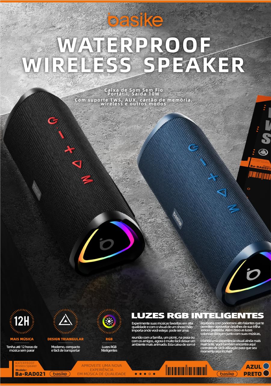 V13スピーカー Bluetooth 5.0 ポータブル 屋外用 Caixa de Som Bluetooth, Basike V13, IPX5/TWS, Caixa de Som