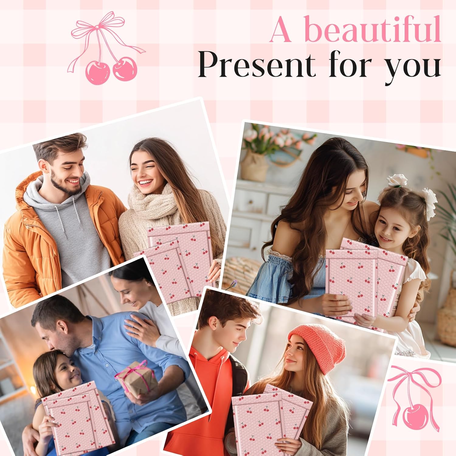 METRONIC Bubble Mailers 6x10 Inch 100 Pack Cherry Pink Padded Mailer Usable Size 6x9 Waterpoof Padded Envelopes Pretty Strong Adhesion Bubble Envelopes for Packaging, Shipping, Mailing