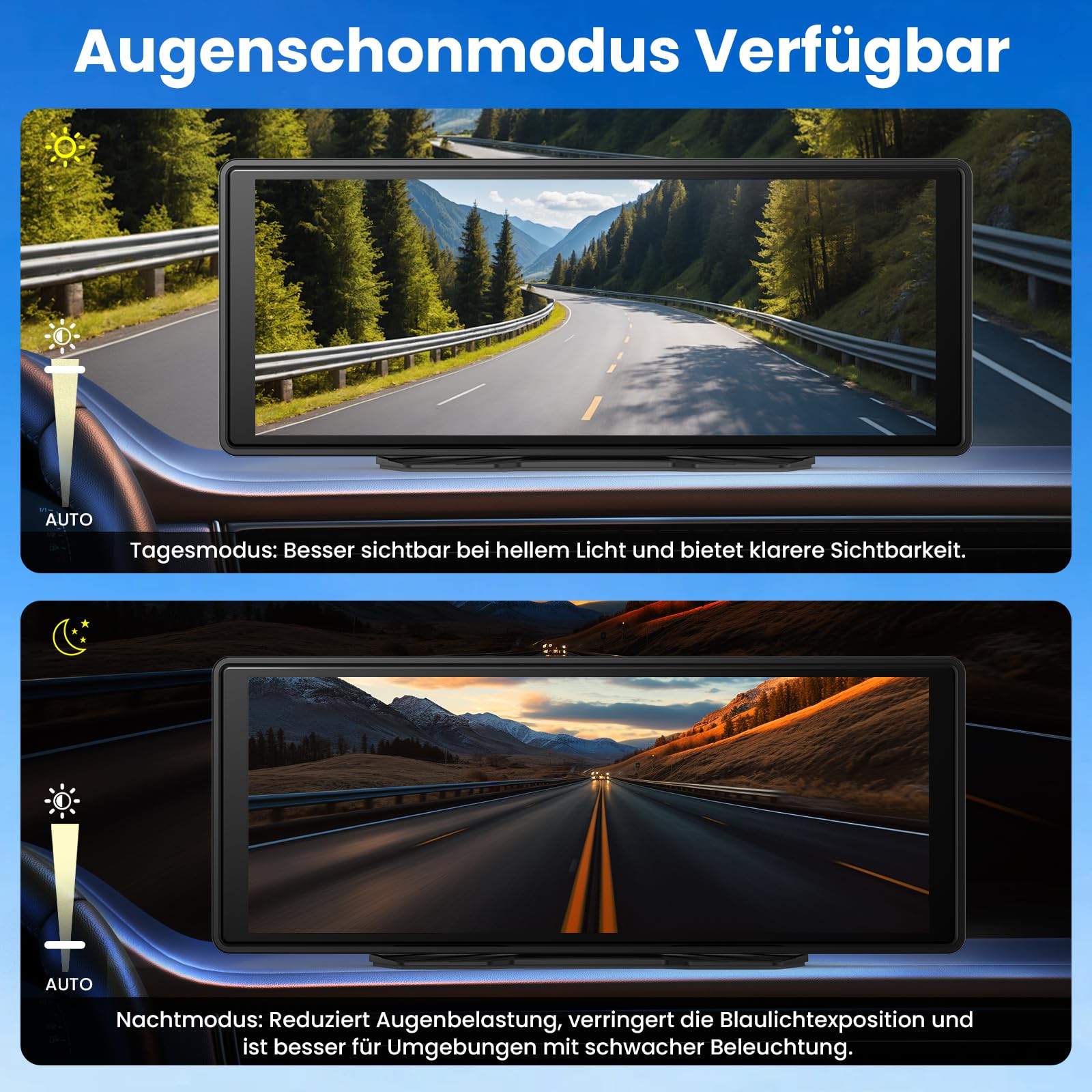 CarPlay Bildschirm, Wireless Android Auto Display mit Touchscreen, GPS Navigation, Bluetooth Freisprecheinrichtung, MirrorLink, Tragbare Multimedia für Auto PKW LKW Womo (9,26 Zoll mit Rückfahrkamera)