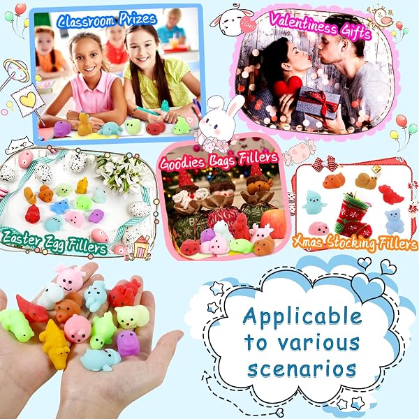90pcs Squeeze Toys Squishy Giocattoli per Feste per Bambini, Giocattoli Antistress da Spremere Morbidi ,Regalo di Natale, Regalini Fine Festa Compleanno, Stili e Colori Casuali - 5