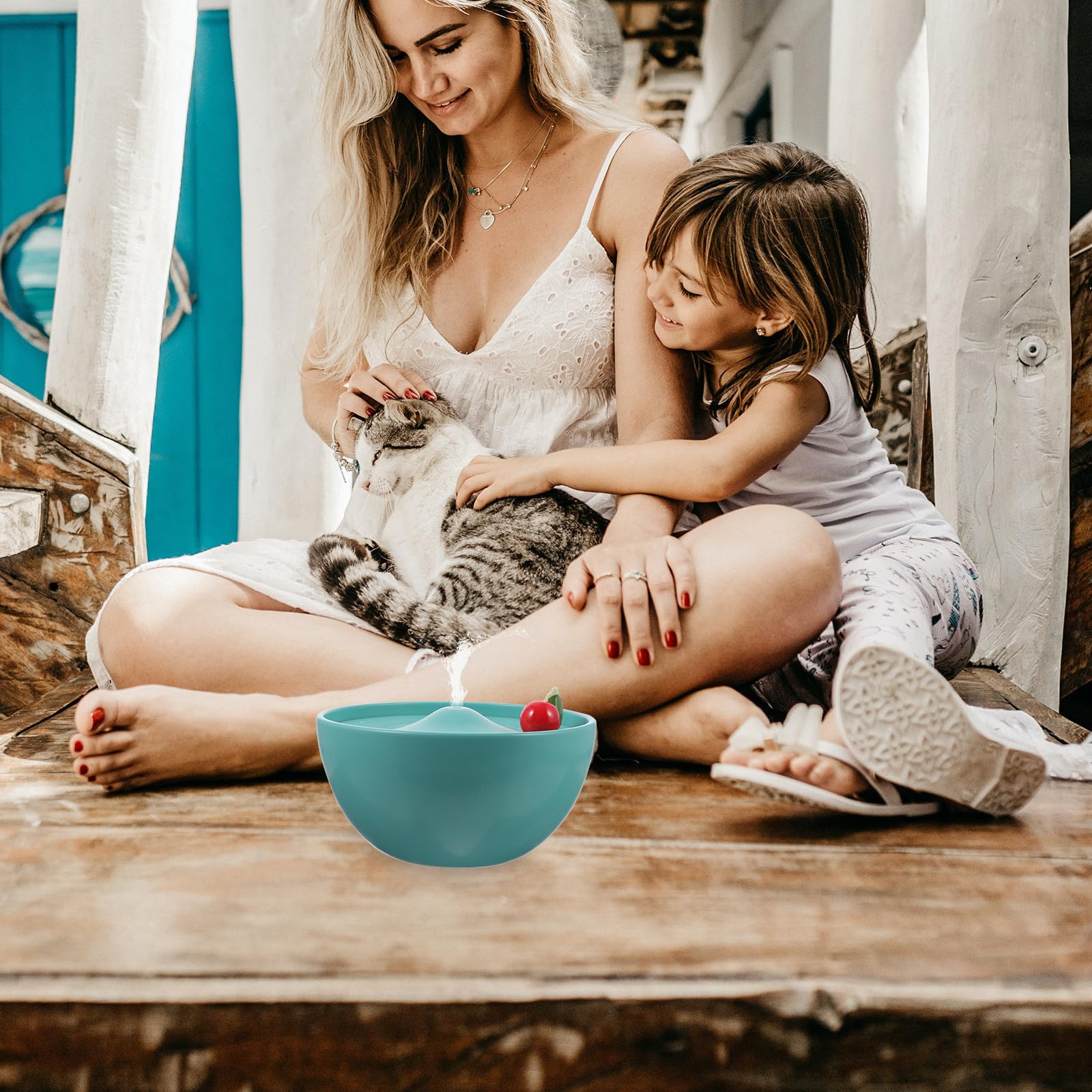 Toddmomy Fuente de Agua para Gatos Cerámica Diseño Único y Capacidad Suficiente, Bebedero Duradero y Estable Adecuado para Hogar y Mascotas Pequeñas