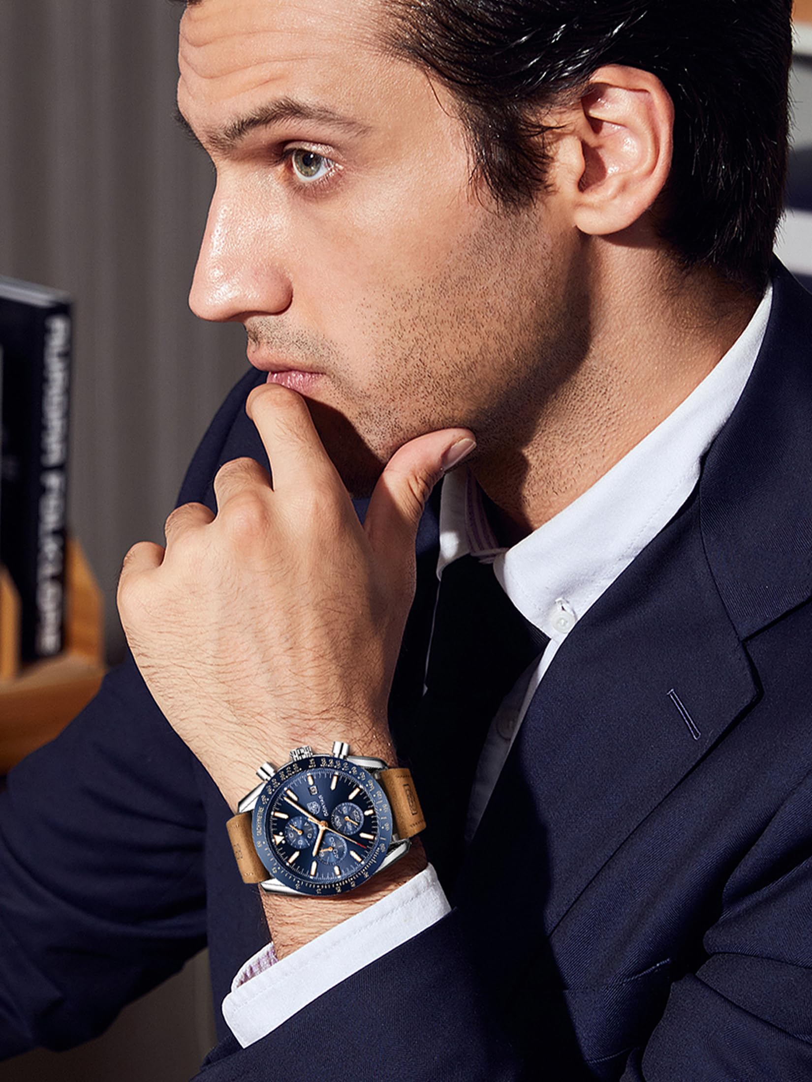 Benyar Orologio da Polso Uomo Analogico Movimento al Quarzo Elegante Sportivo Impermeabile Cronografo Regalo per Uomo