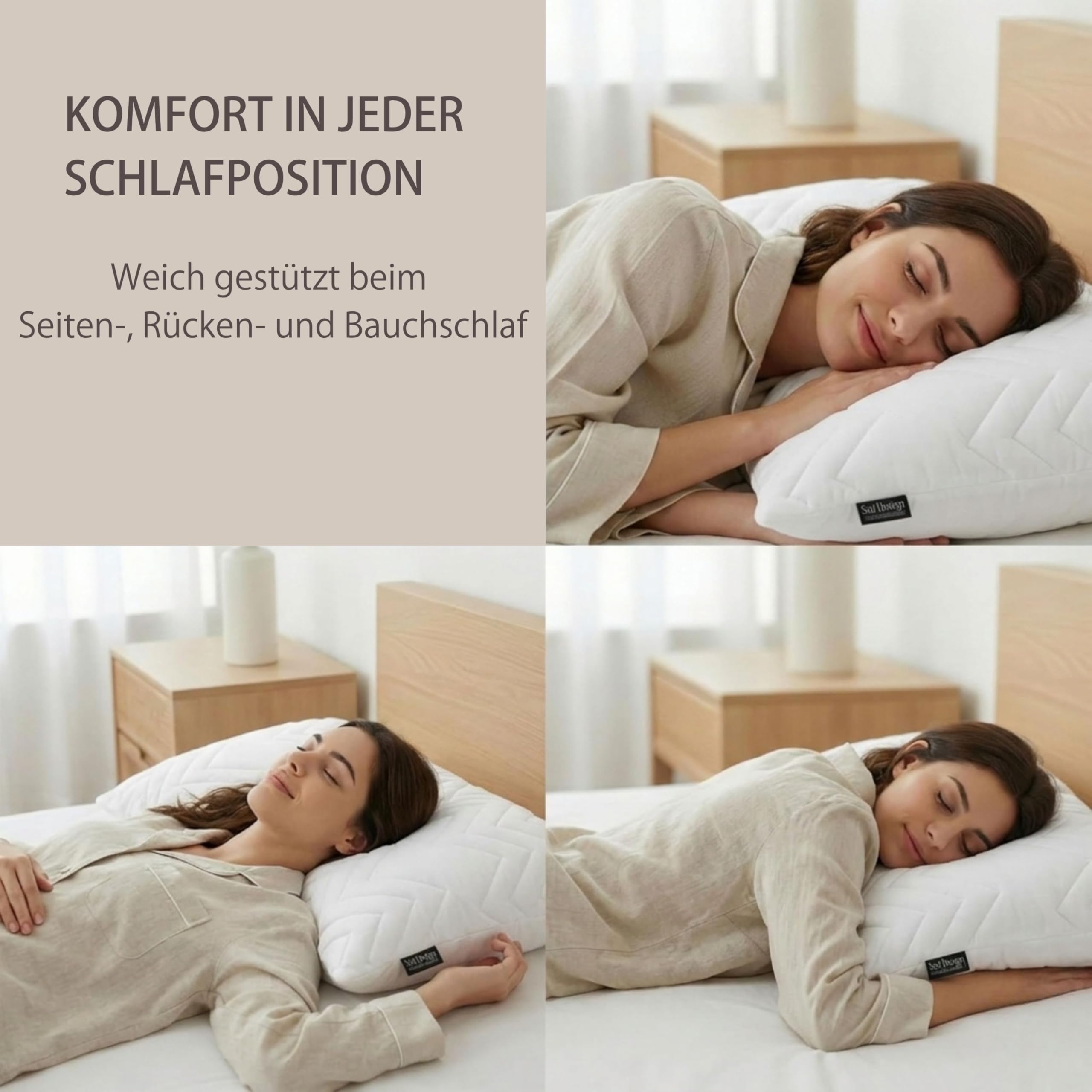 Sei Design Pack de 2 oreillers Classic Dream“, Microfibre 80 x 80 cm, Blanc, matelassé