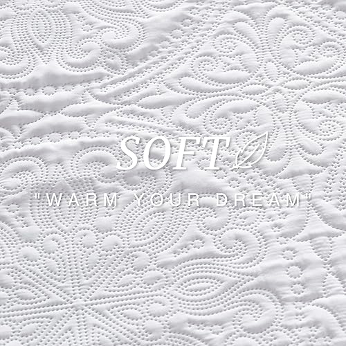 Miniatura 5 de EXQ Home Juego de edredón de 2 piezas, tamaño individual, color blanco, ligero, suave, estilo moderno, con patrón de flores, para toda la temporada