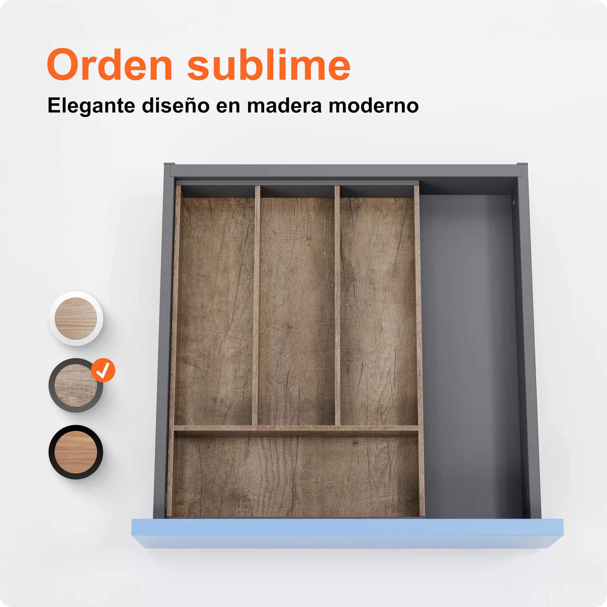 Blum AMBIA-LINE cubertero | organizador de cajón premium para cocinas y muebles modernos | protege, ordena y organiza cubiertos con claridad | con pies antideslizantes | 42×30×5 cm | Roble Nebraska