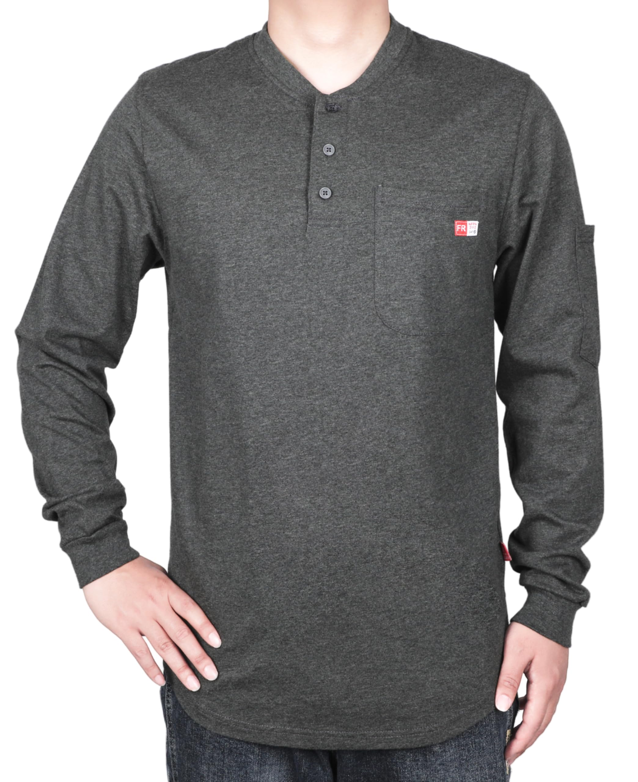TICOMELA FR Shirts for Men Heather Series 6oz Flame Resistant T Shirt NFPA2112 CAT2 Fire Retardant Henley Shirts