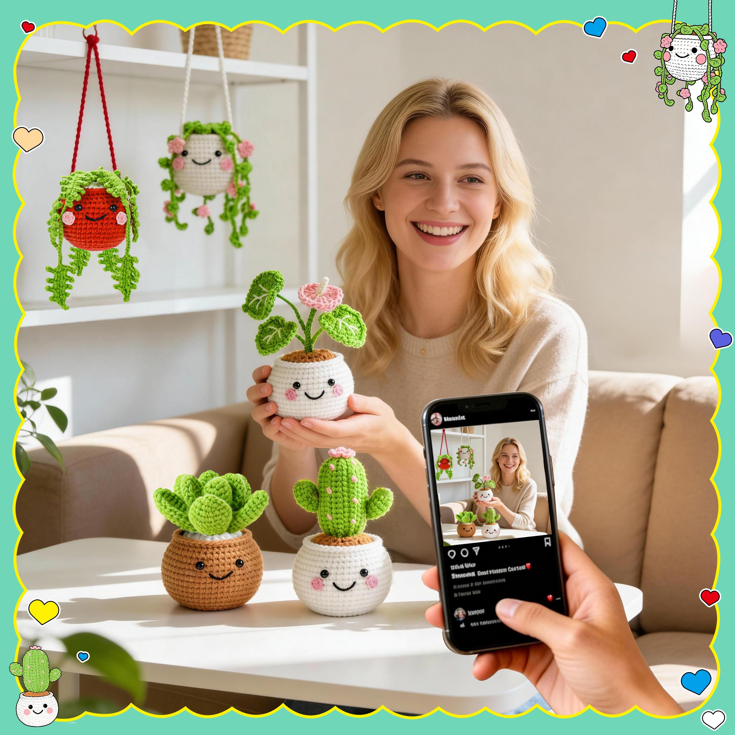 Amazon.com: Joyclub Crochet Kit for Beginners 6 Fake Plants with