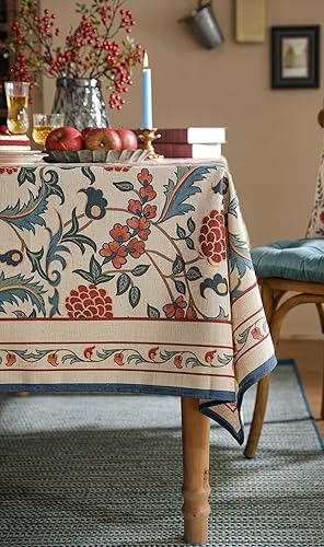Miniatura 7 de patdrea Mantel con patrón de lino francés, suave y duradero, mantel floral de diseñador para mesa de cocina y comedor para mesas rectangulares para